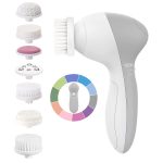 Facial Cleansing Brush Face Scrubber: COSLUS 7in1 JBK-D Electric Exfoliating Spin Cleanser Device Waterproof Deep Cleaning Exfoliation Rotating Spa Machine - Electronic Acne Skin Wash Spinning System